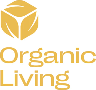 A yellow logo of organic living